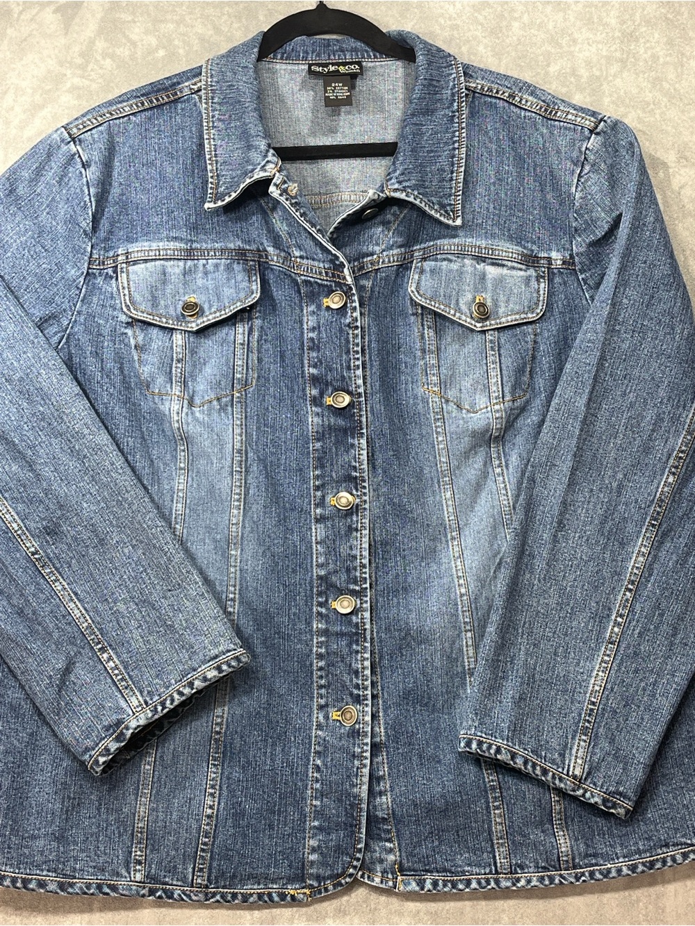 Style & Co Woman Denim Jacket 24W Blue Stretch Plus Size Jean Jacket